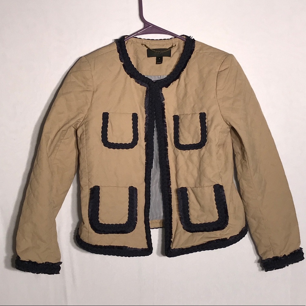 J.Crew Tan and Navy quilted blazer- size 0